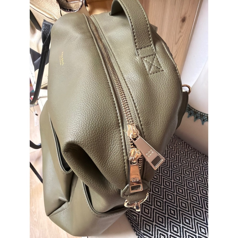 Mina Baie Emmy Full Olive Green Vegan Leather Convertible Diaper Bag Backpack - Picture 7 of 7